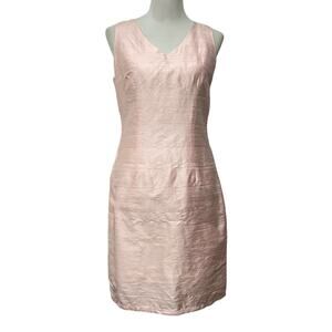 Vintage Trio New York Silk Sleeveless Dress Pink V-Neck Sheath Women's Sz 6